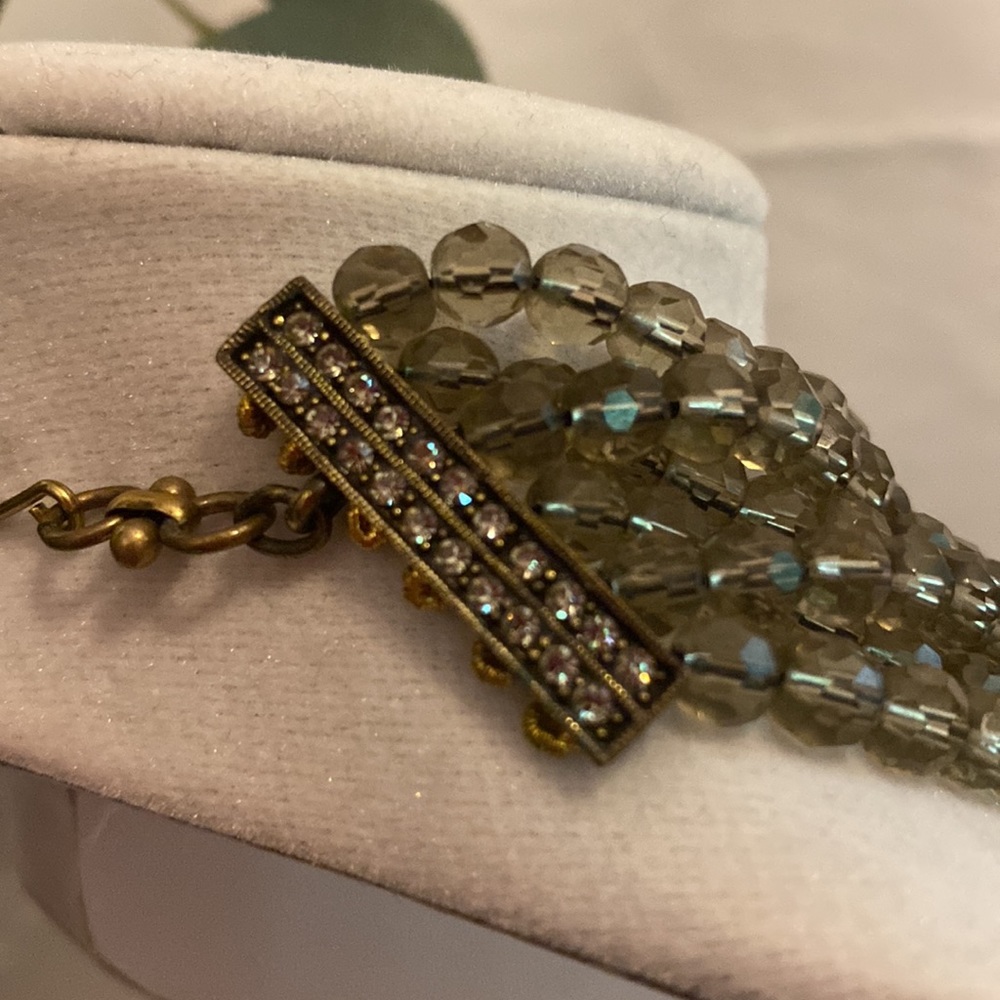 Heidi Daus beaded smoky quartz 6 strand Belgium Disc pendant choker necklace - Picture 8 of 15